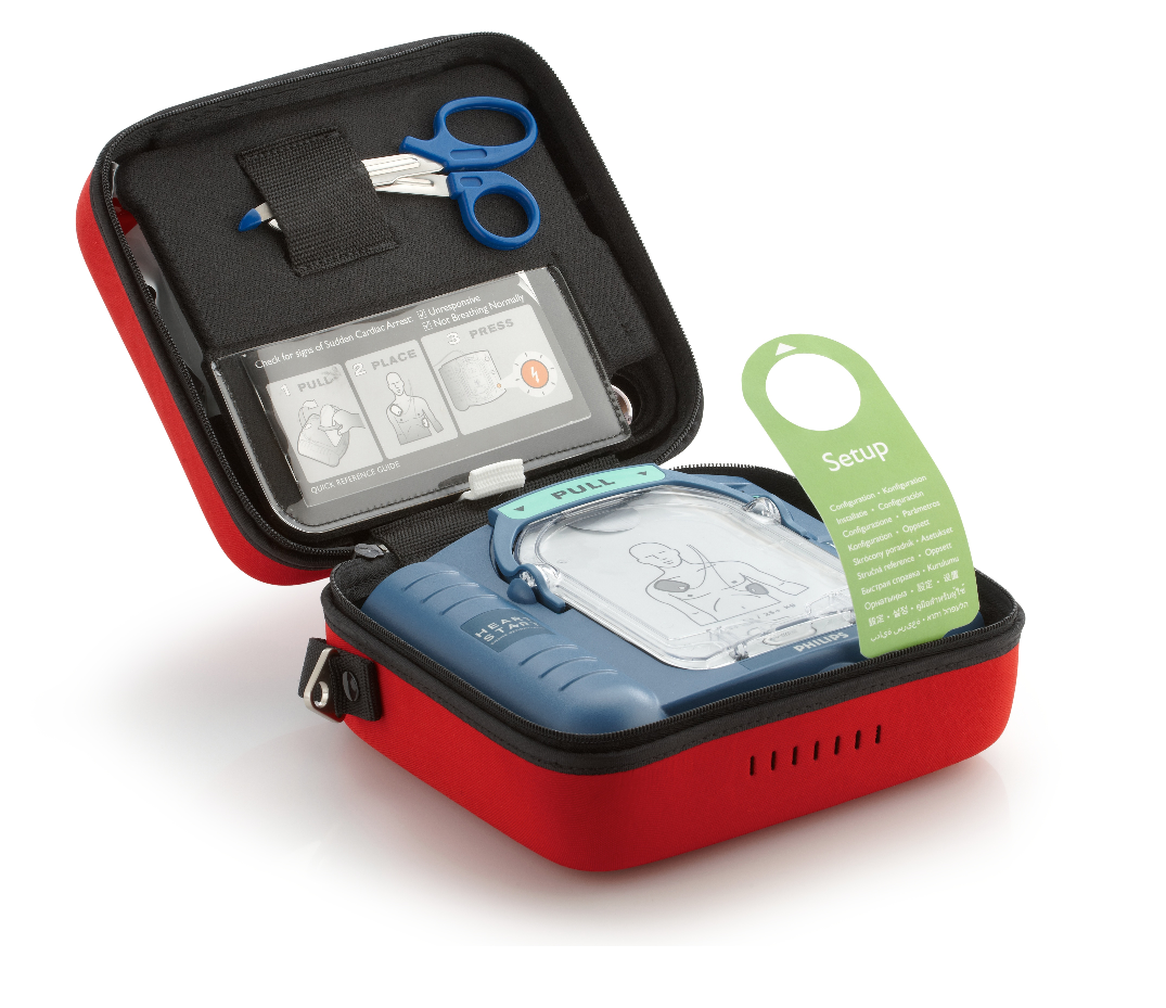 Philips Heartstart Onsite AED in carrying case